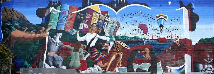 Joyous Discoveries: A Journey Through Books and Music mural by Keith Hollander