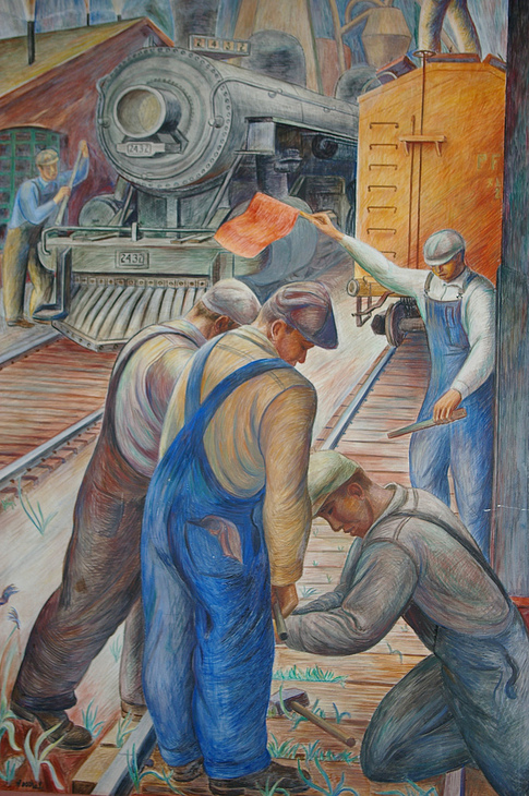 Railroad and Shipping mural by William Hesthal