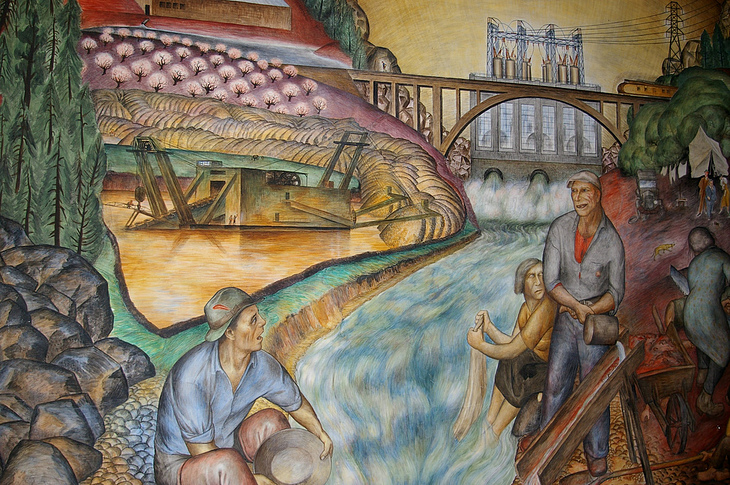 California Industrial Scenes mural by John Langley Howard