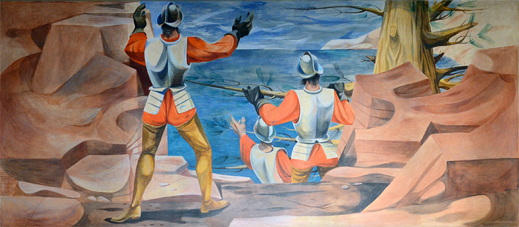 Conquistadors Discover the Pacific mural by Anton Refregier