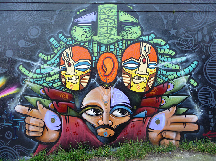 Untitled mural by Gats, Dead Eyes, Ras Terms