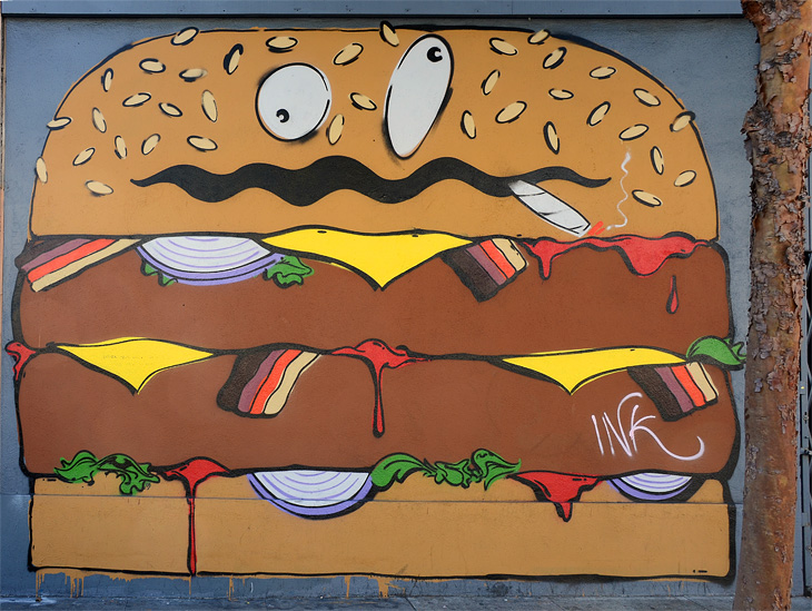 Burger mural by Steel