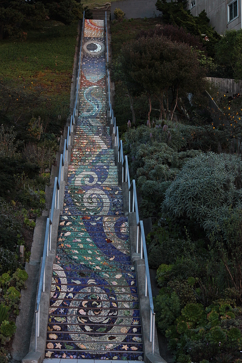 Moraga Steps Mosaic mural by Aileen Barr, Colette Crutcher
