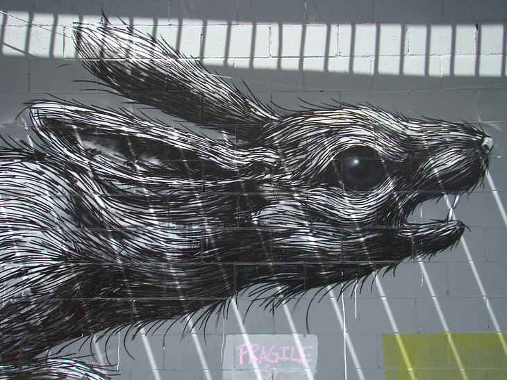 Rabbit mural by ROA