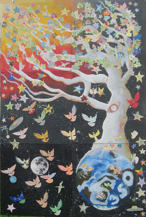 Sycamore Singing Tree of Possibilities mural by Laurie Marshall