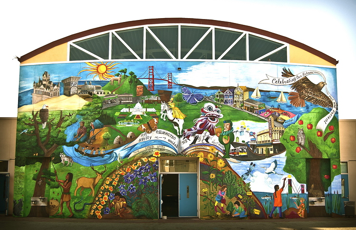 Celebrating Our Richmond, Past and Present mural by Elaine Chu, Yukako Ezoe