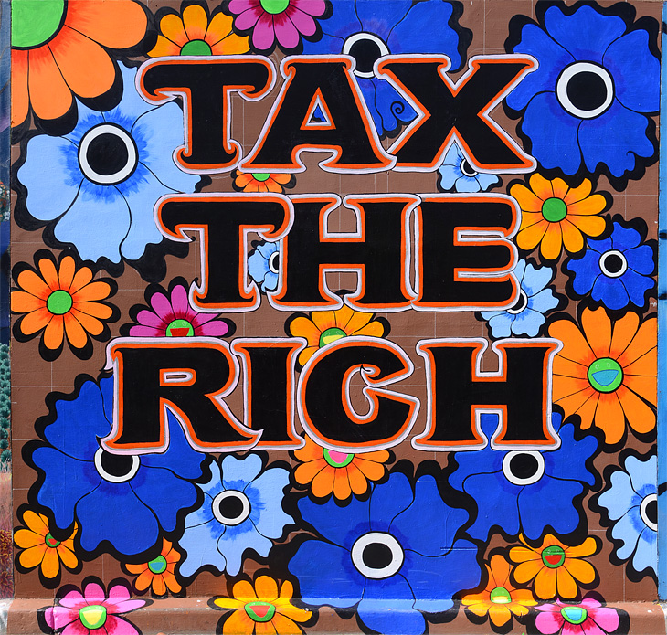 Tax The Rich mural by Megan Wilson