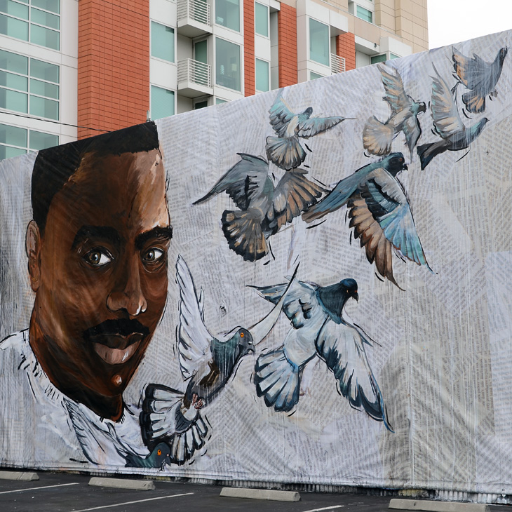 In memory of Oscar Grant mural by Lydia Emily