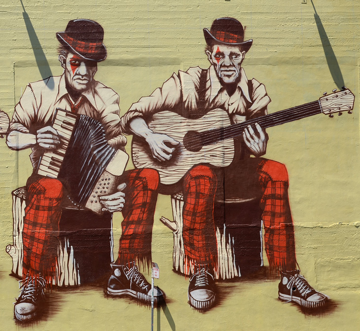 Three Musicians mural by Mike Shine