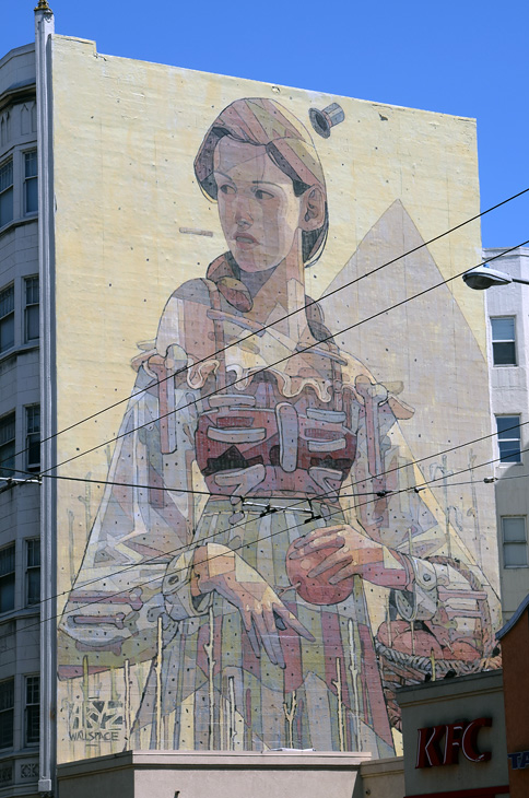 Lady with Apples mural by Aryz