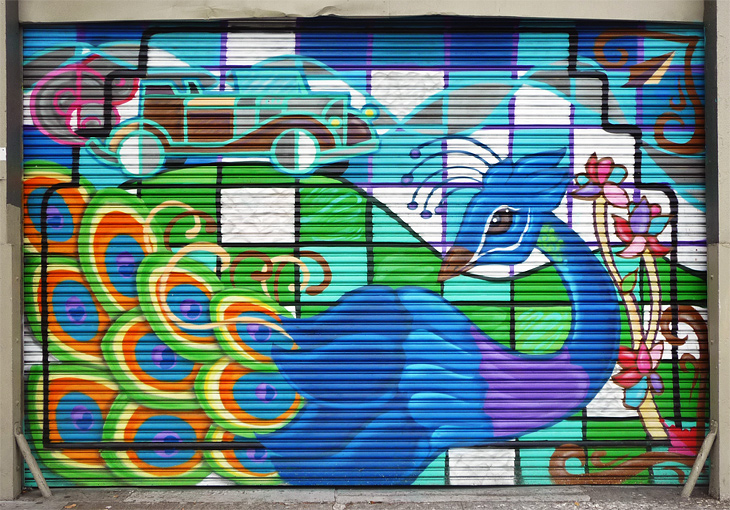 Peacock Blue mural by Unknown Artist