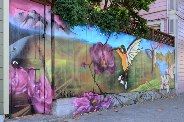 Hummingbirds mural by Precita Eyes