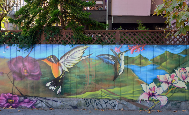 Hummingbirds mural by Precita Eyes