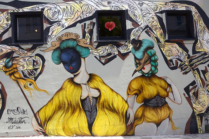 Two Beauties mural by Miss Van, Ciro Schu 