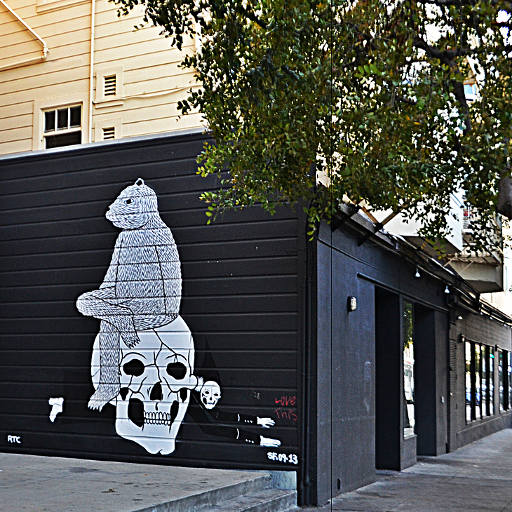 Bear, Skull & Reaper mural by Richard Colman