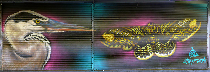 Heron and Butterfly mural by Eli Lippert