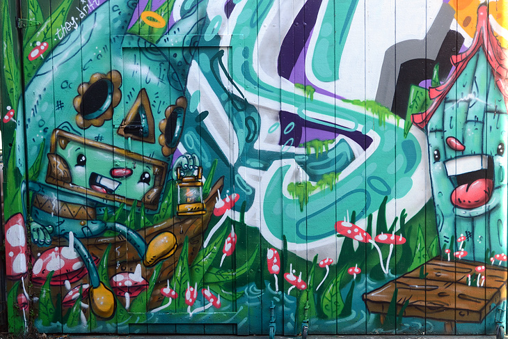 Mushrooms mural by They Drift