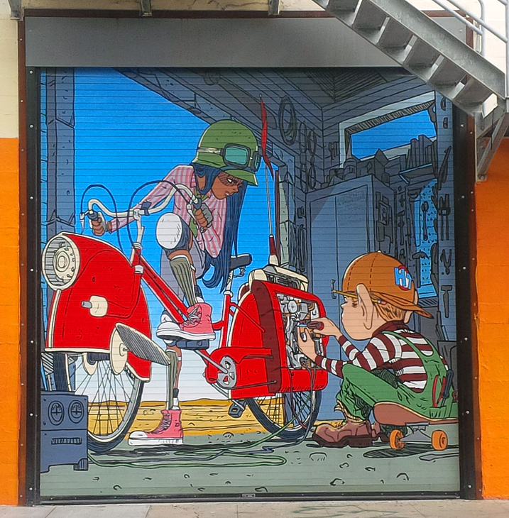 Red Bike mural by Unknown Artist