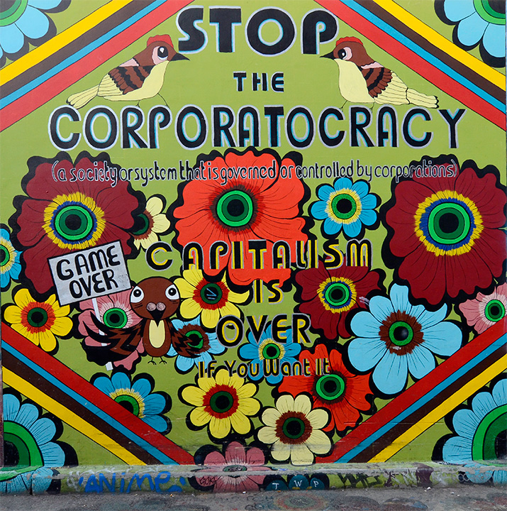 Stop the Corporatocracy mural by Megan Wilson