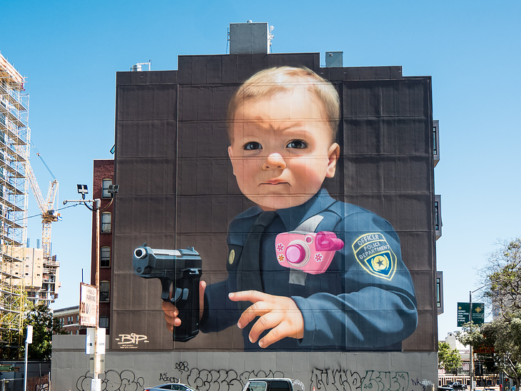 Baby Cop mural by BIP
