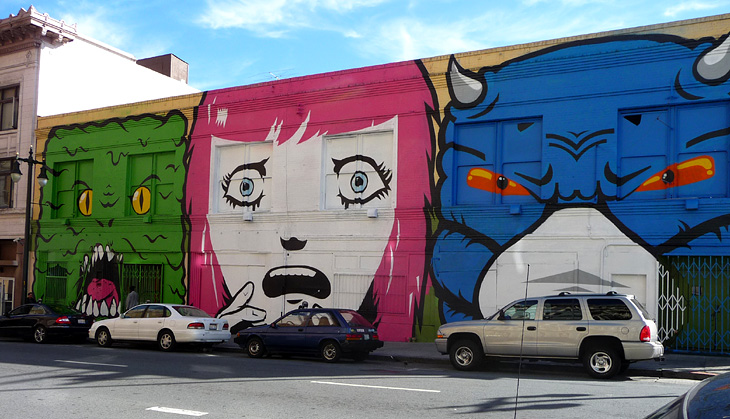 Fear Head mural by Robert Gonzales, Roman Cesario, Mitsu Overstreet