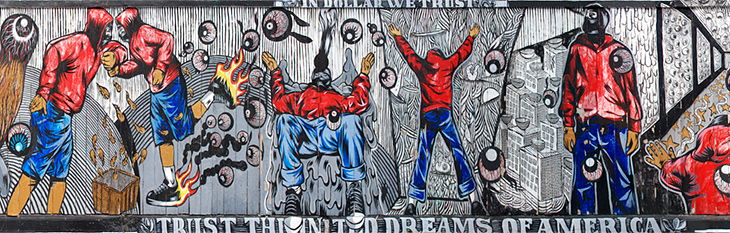 In Dollar We Trust mural by Sama-Sama