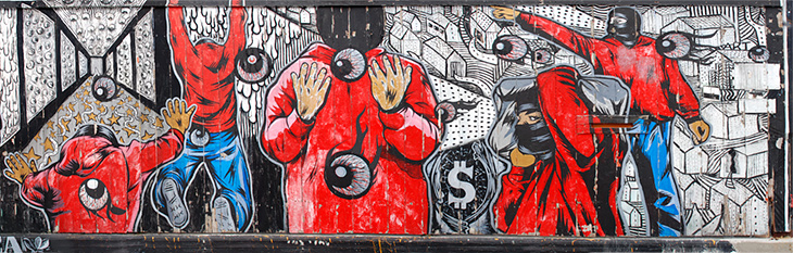 In Dollar We Trust mural by Sama-Sama