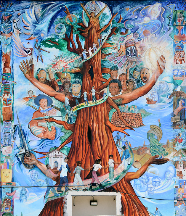 Keep Our Ancient Roots Alive mural by Susan Kelk Cervantes