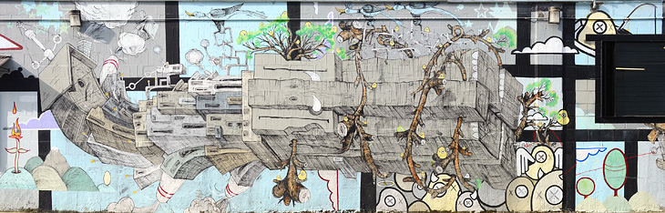 Untitled mural by Andrew Schoultz, Andres Guerrero